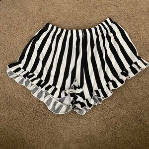 Black & White Ruffled PJ Shorts